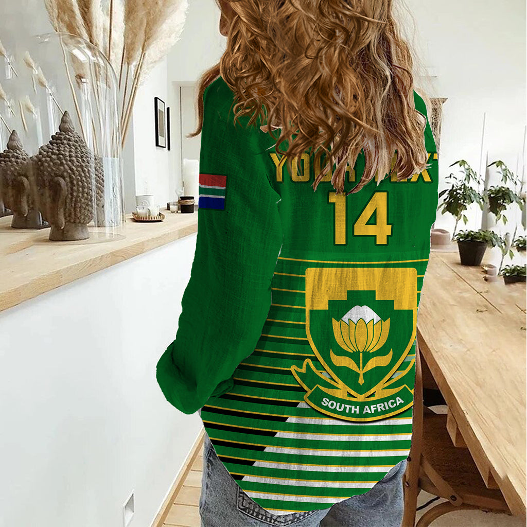 Custom South Africa Soccer Women Casual Shirt 2023 World Cup Go Banyana Banyana Green - Wonder Print Shop