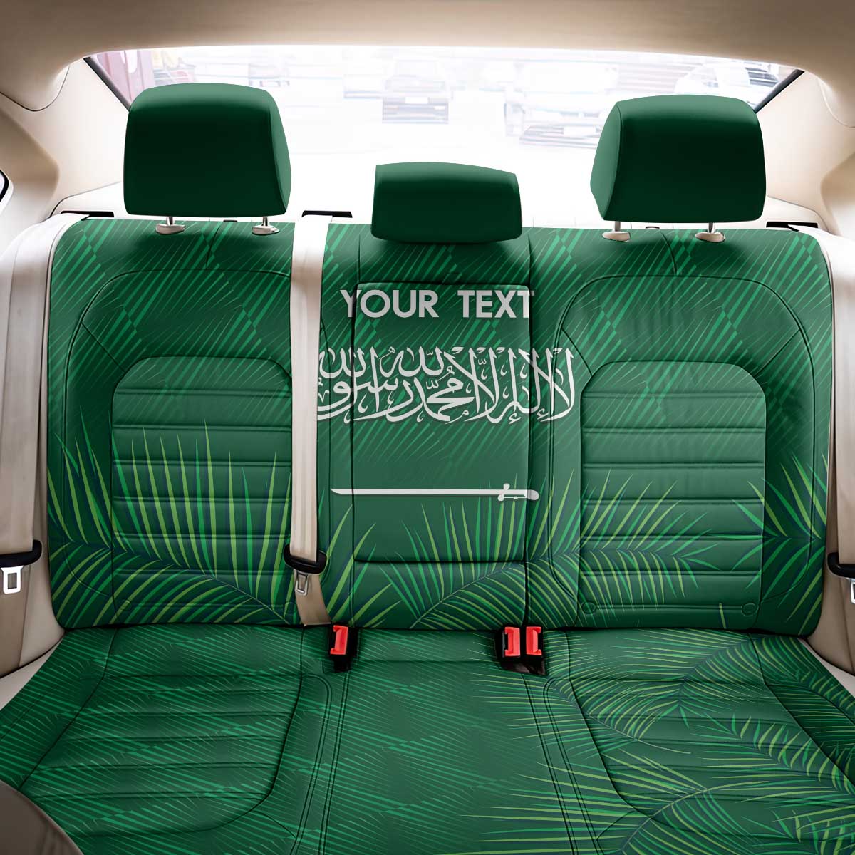 Custom Saudi Arabia Football Back Car Seat Cover Go Green Falcons Sporty Style - Wonder Print Shop