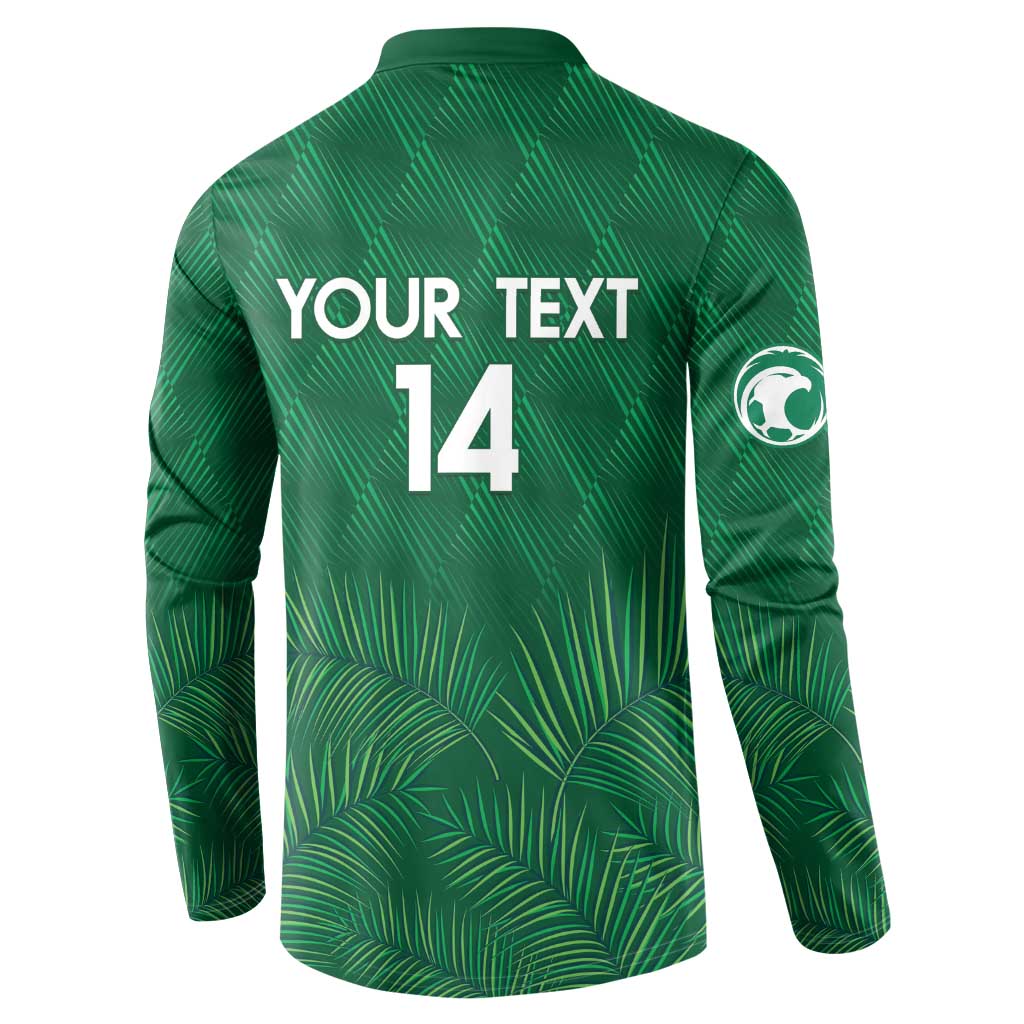 Custom Saudi Arabia Football Button Sweatshirt Go Green Falcons Sporty Style - Wonder Print Shop