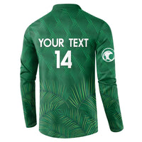Custom Saudi Arabia Football Button Sweatshirt Go Green Falcons Sporty Style - Wonder Print Shop