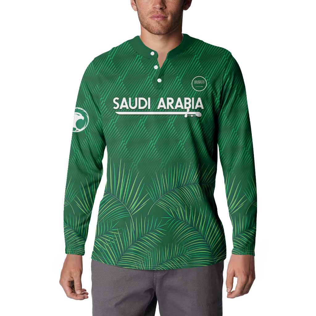 Custom Saudi Arabia Football Button Sweatshirt Go Green Falcons Sporty Style - Wonder Print Shop