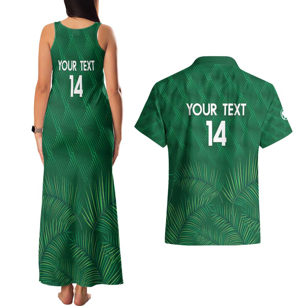 Custom Saudi Arabia Football Couples Matching Tank Maxi Dress and Hawaiian Shirt Go Green Falcons Sporty Style - Wonder Print Shop