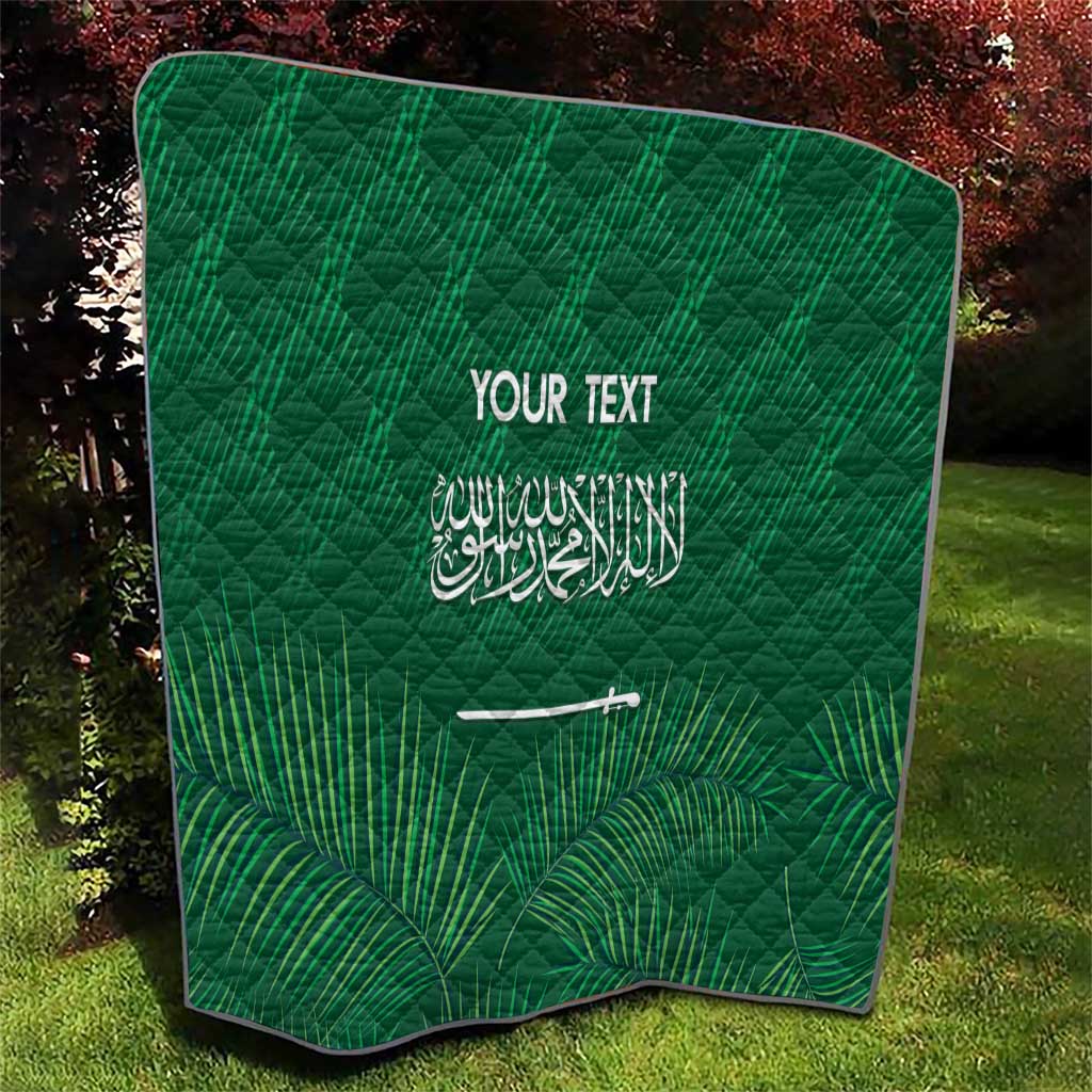 Custom Saudi Arabia Football Quilt Go Green Falcons Sporty Style - Wonder Print Shop