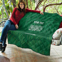 Custom Saudi Arabia Football Quilt Go Green Falcons Sporty Style - Wonder Print Shop