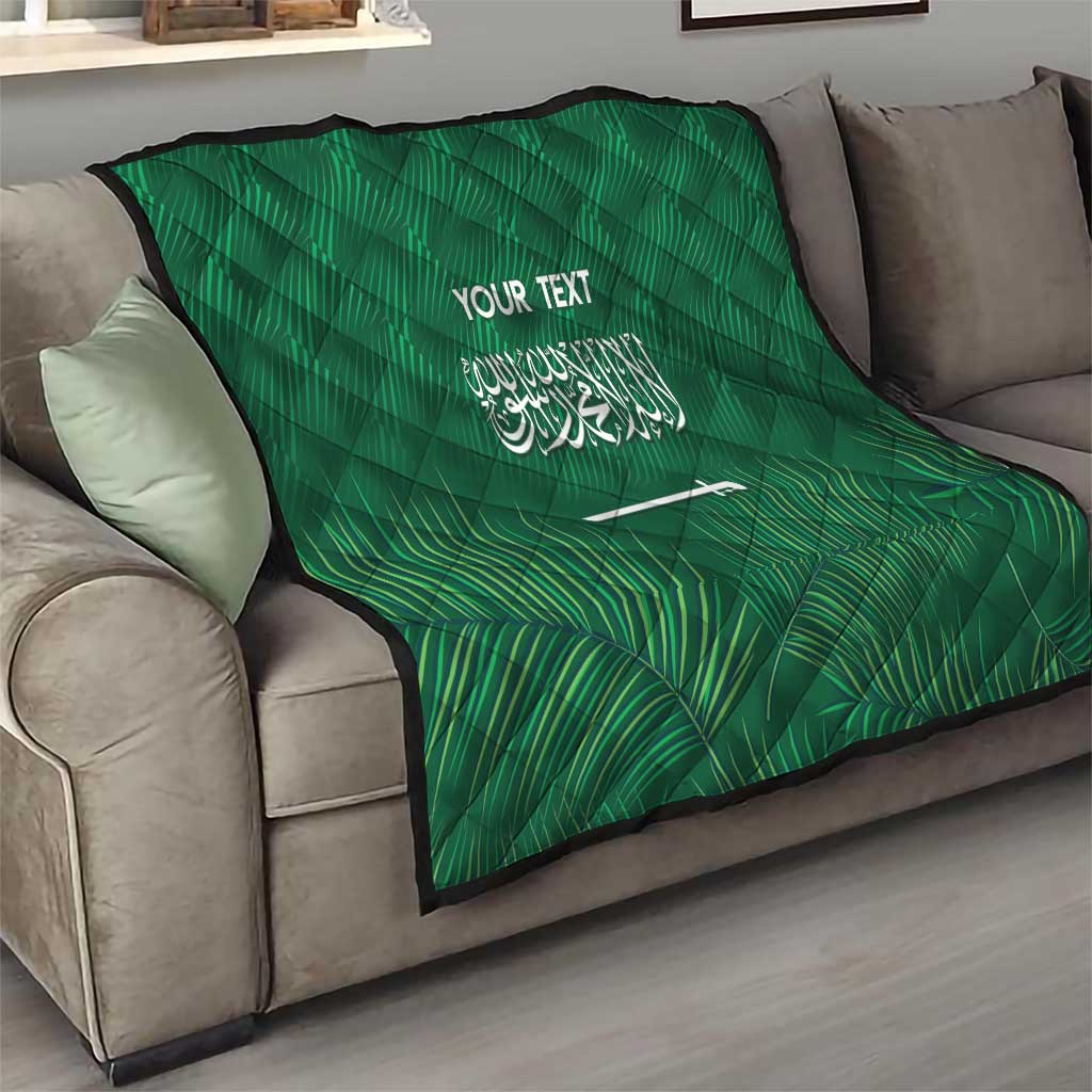 Custom Saudi Arabia Football Quilt Go Green Falcons Sporty Style - Wonder Print Shop