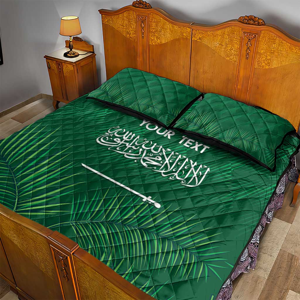 Custom Saudi Arabia Football Quilt Bed Set Go Green Falcons Sporty Style - Wonder Print Shop