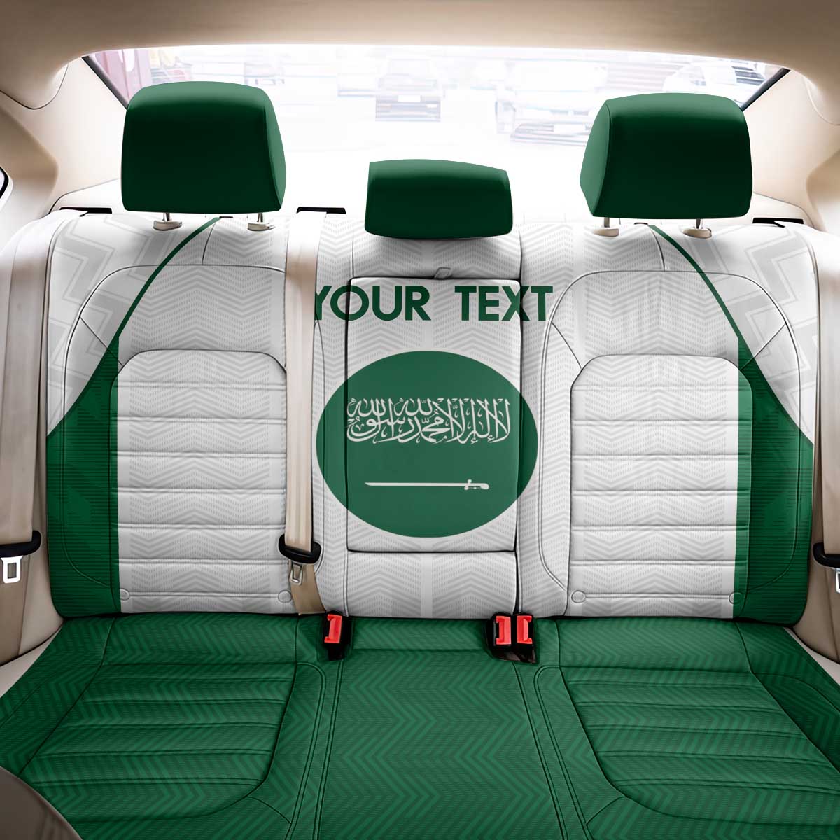 Custom Saudi Arabia Football Back Car Seat Cover Go Green Falcons Sporty - White Version - Wonder Print Shop