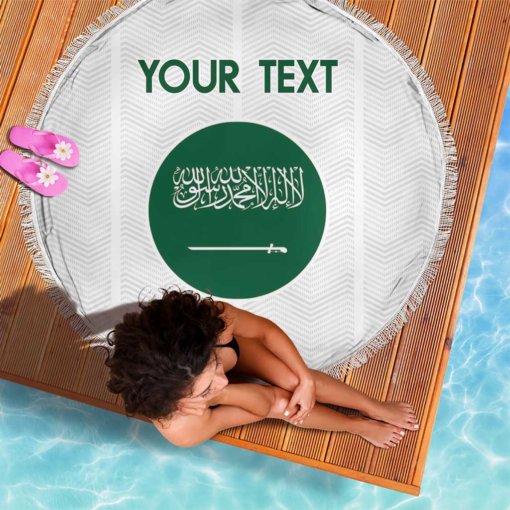 Custom Saudi Arabia Football Beach Blanket Go Green Falcons Sporty - White Version - Wonder Print Shop