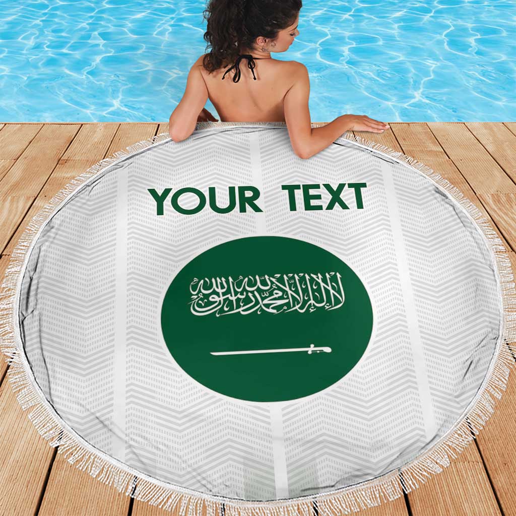Custom Saudi Arabia Football Beach Blanket Go Green Falcons Sporty - White Version - Wonder Print Shop