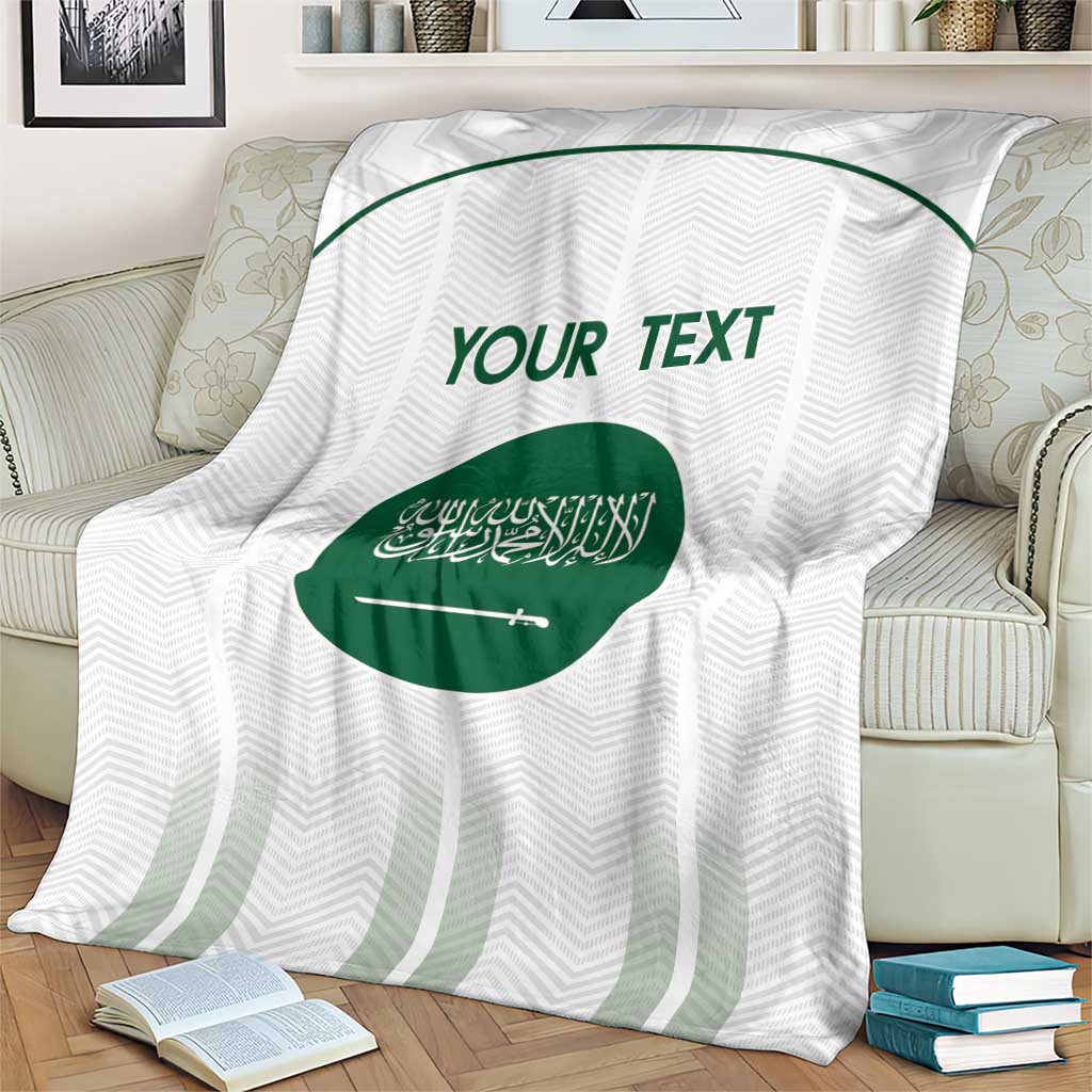 Custom Saudi Arabia Football Blanket Go Green Falcons Sporty - White Version