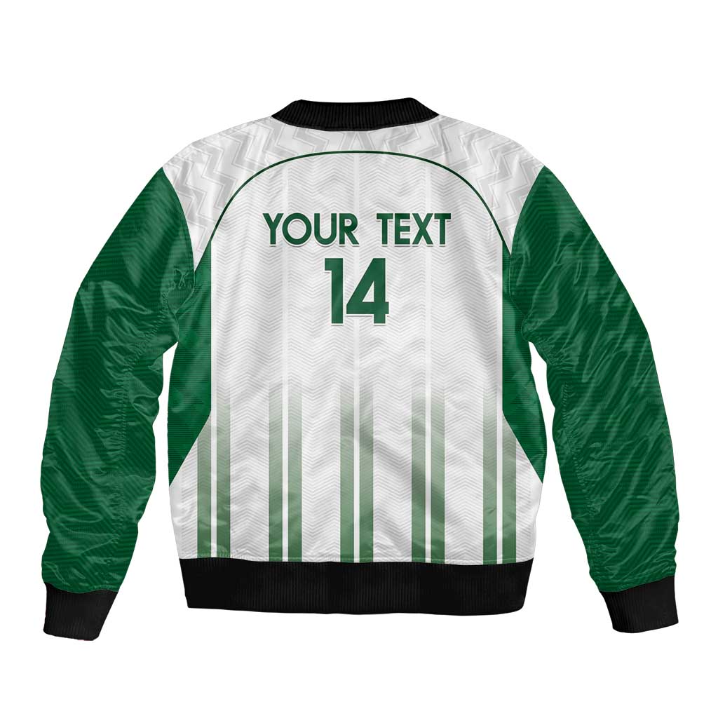 Custom Saudi Arabia Football Bomber Jacket Go Green Falcons Sporty - White Version - Wonder Print Shop