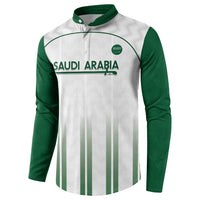 Custom Saudi Arabia Football Button Sweatshirt Go Green Falcons Sporty - White Version - Wonder Print Shop