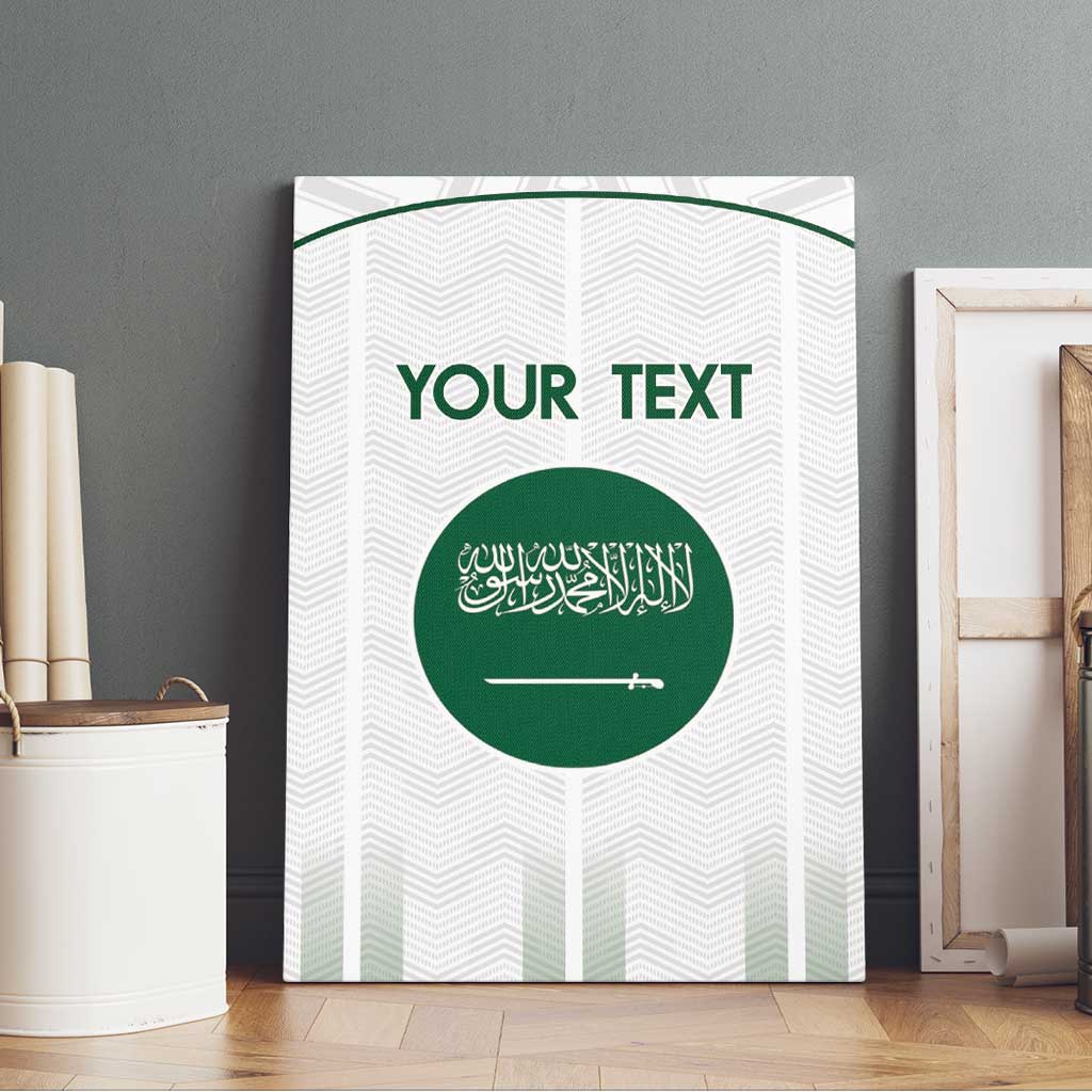 Custom Saudi Arabia Football Canvas Wall Art Go Green Falcons Sporty - White Version - Wonder Print Shop