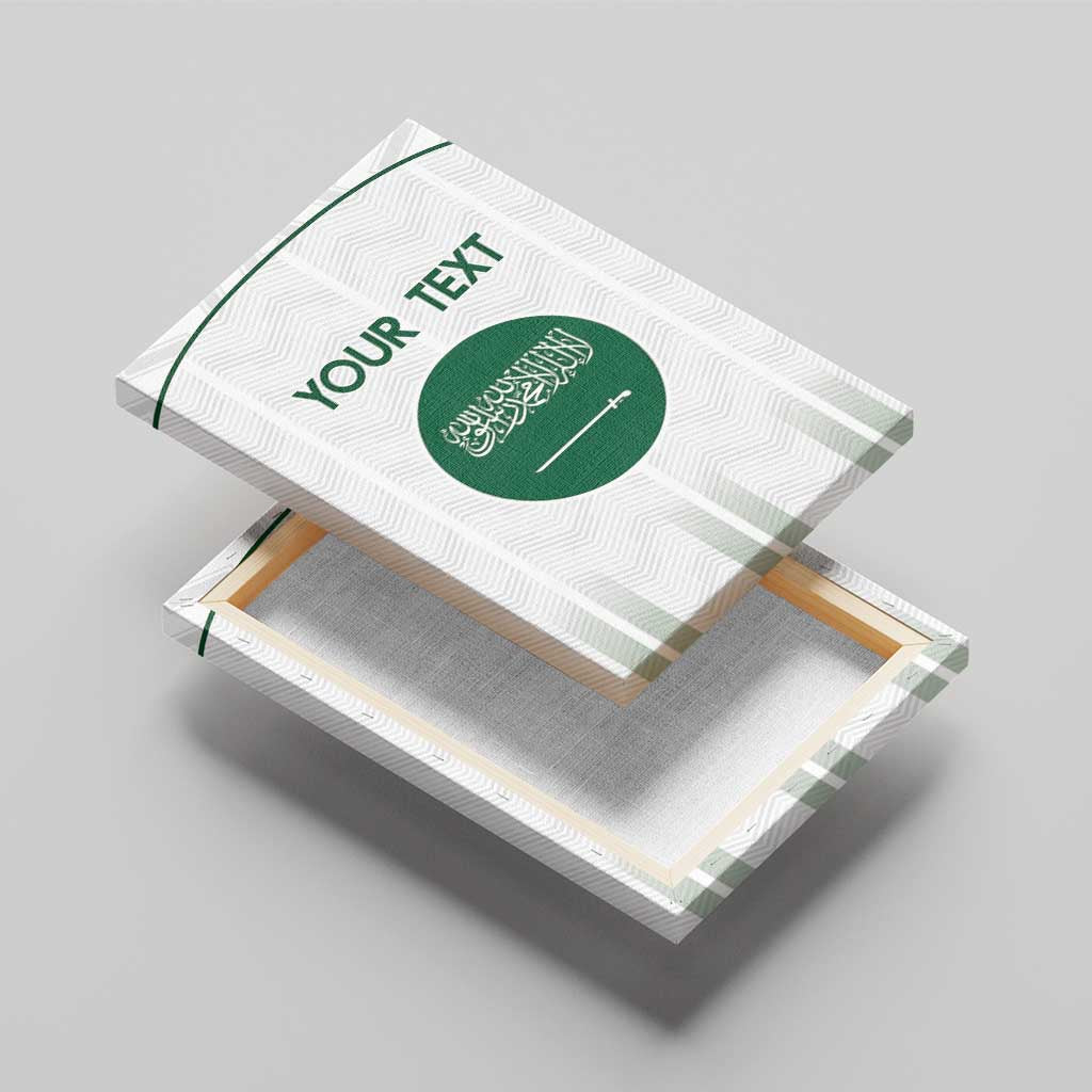 Custom Saudi Arabia Football Canvas Wall Art Go Green Falcons Sporty - White Version - Wonder Print Shop