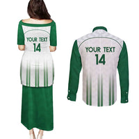 Custom Saudi Arabia Football Couples Matching Puletasi and Long Sleeve Button Shirt Go Green Falcons Sporty - White Version - Wonder Print Shop