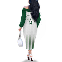 Custom Saudi Arabia Football Family Matching Off The Shoulder Long Sleeve Dress and Hawaiian Shirt Go Green Falcons Sporty - White Version - Wonder Print Shop