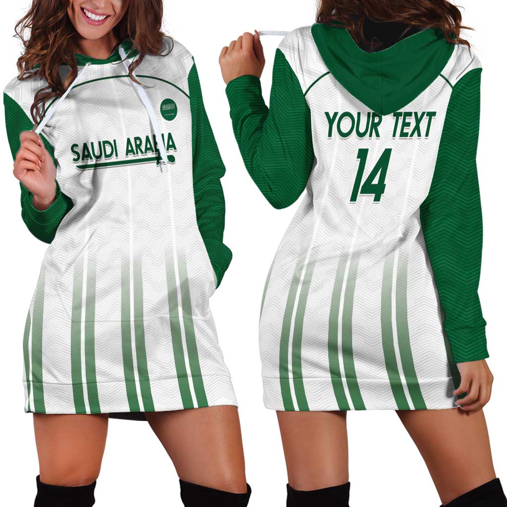 Custom Saudi Arabia Football Hoodie Dress Go Green Falcons Sporty - White Version - Wonder Print Shop