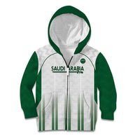 Custom Saudi Arabia Football Kid Hoodie Go Green Falcons Sporty - White Version - Wonder Print Shop