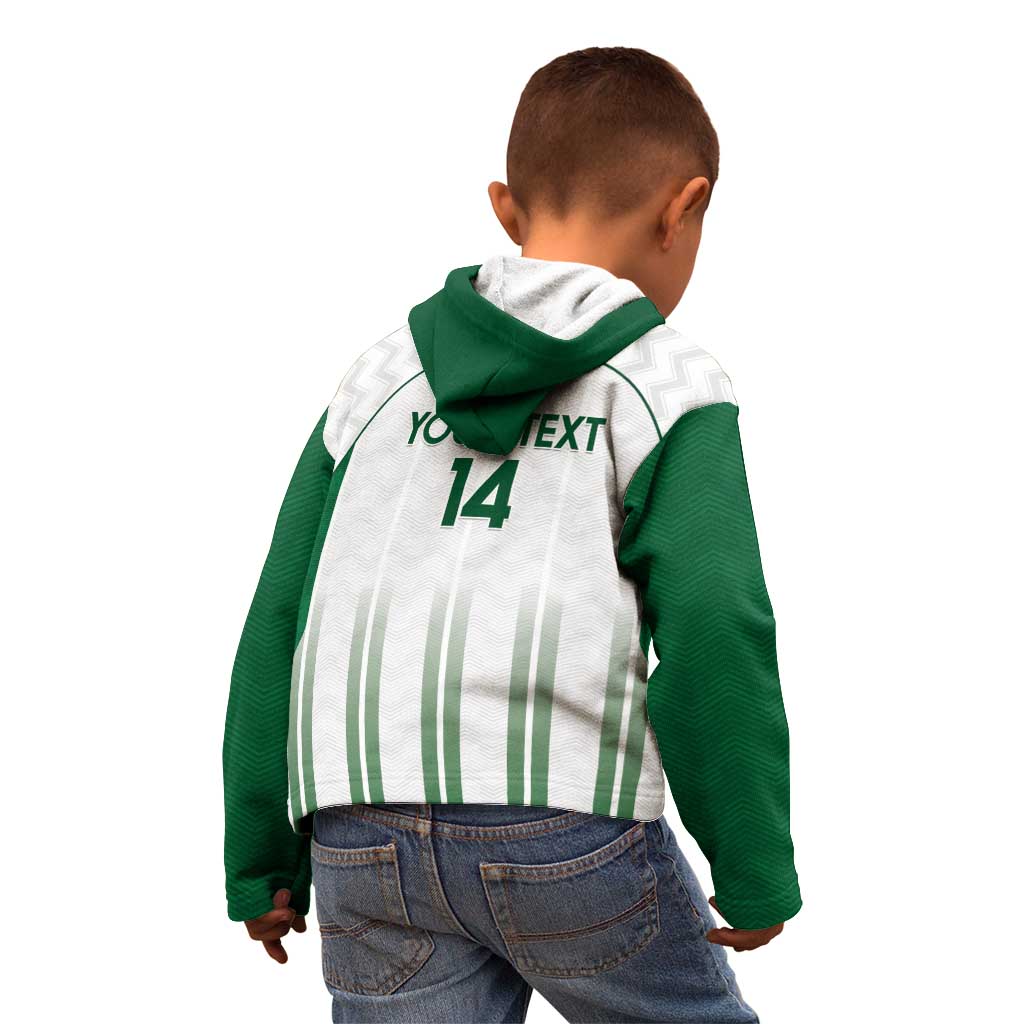 Custom Saudi Arabia Football Kid Hoodie Go Green Falcons Sporty - White Version - Wonder Print Shop