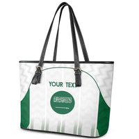 Custom Saudi Arabia Football Leather Tote Bag Go Green Falcons Sporty - White Version - Wonder Print Shop