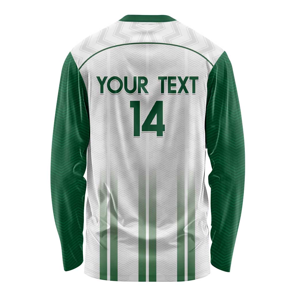 Custom Saudi Arabia Football Long Sleeve Shirt Go Green Falcons Sporty - White Version - Wonder Print Shop