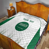 Custom Saudi Arabia Football Quilt Go Green Falcons Sporty - White Version - Wonder Print Shop