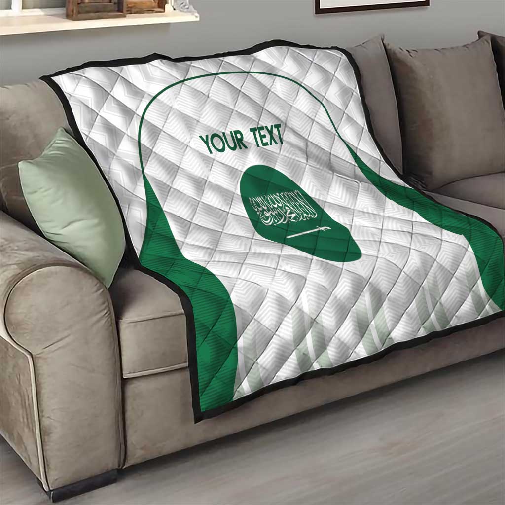 Custom Saudi Arabia Football Quilt Go Green Falcons Sporty - White Version - Wonder Print Shop