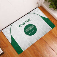 Custom Saudi Arabia Football Rubber Doormat Go Green Falcons Sporty - White Version - Wonder Print Shop