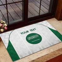 Custom Saudi Arabia Football Rubber Doormat Go Green Falcons Sporty - White Version - Wonder Print Shop