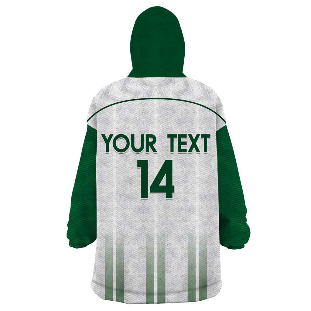 Custom Saudi Arabia Football Wearable Blanket Hoodie Go Green Falcons Sporty - White Version - Wonder Print Shop
