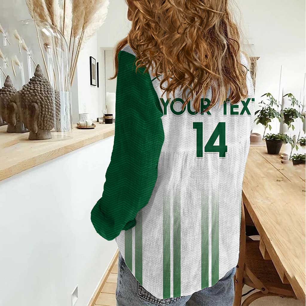 Custom Saudi Arabia Football Women Casual Shirt Go Green Falcons Sporty - White Version - Wonder Print Shop