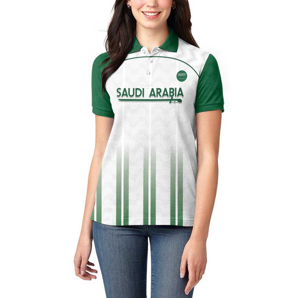 Custom Saudi Arabia Football Women Polo Shirt Go Green Falcons Sporty - White Version - Wonder Print Shop
