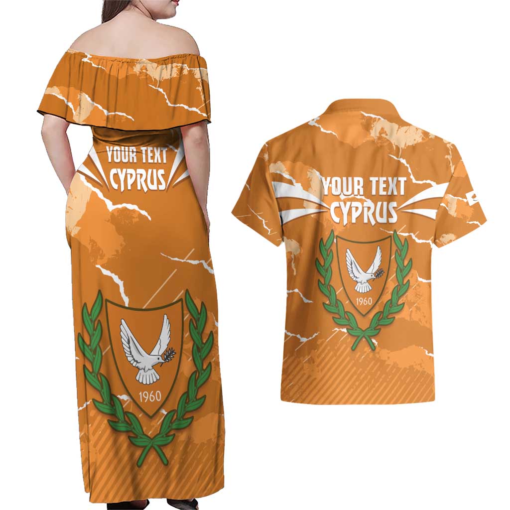Persionalized Cyprus Independence Day Couples Matching Off Shoulder Maxi Dress and Hawaiian Shirt Kbrs Cumhuriyeti Grunge Vibes - Wonder Print Shop