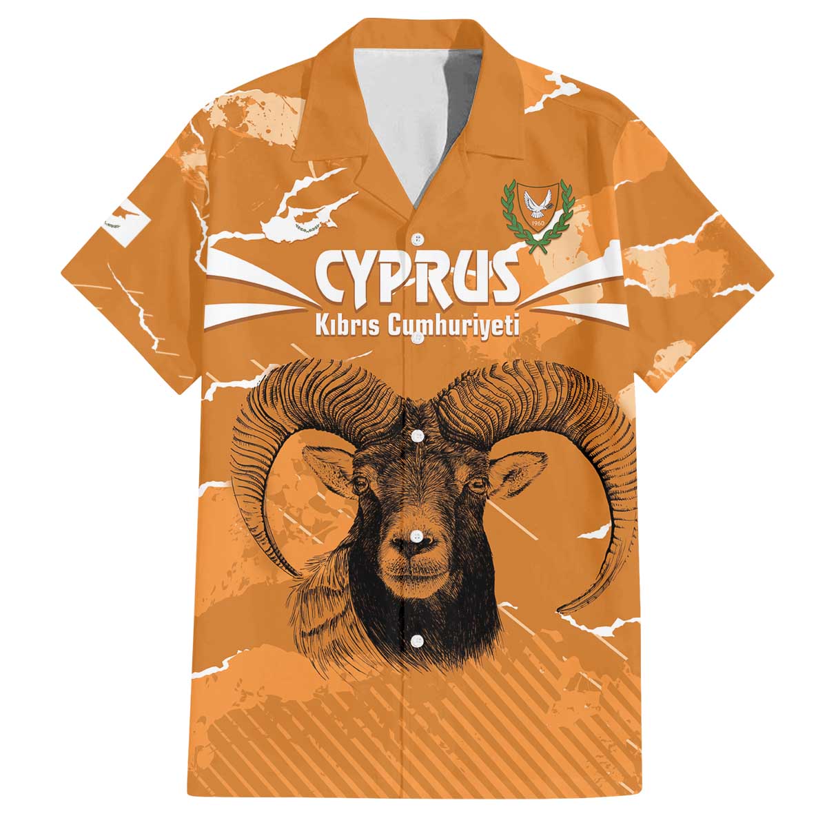 Persionalized Cyprus Independence Day Family Matching Off The Shoulder Long Sleeve Dress and Hawaiian Shirt Kbrs Cumhuriyeti Grunge Vibes - Wonder Print Shop