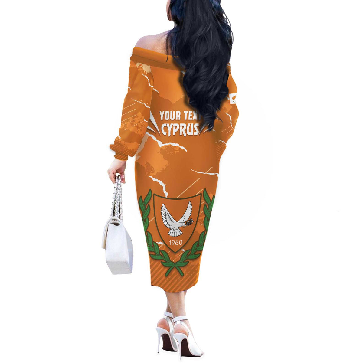 Persionalized Cyprus Independence Day Off The Shoulder Long Sleeve Dress Kbrs Cumhuriyeti Grunge Vibes - Wonder Print Shop