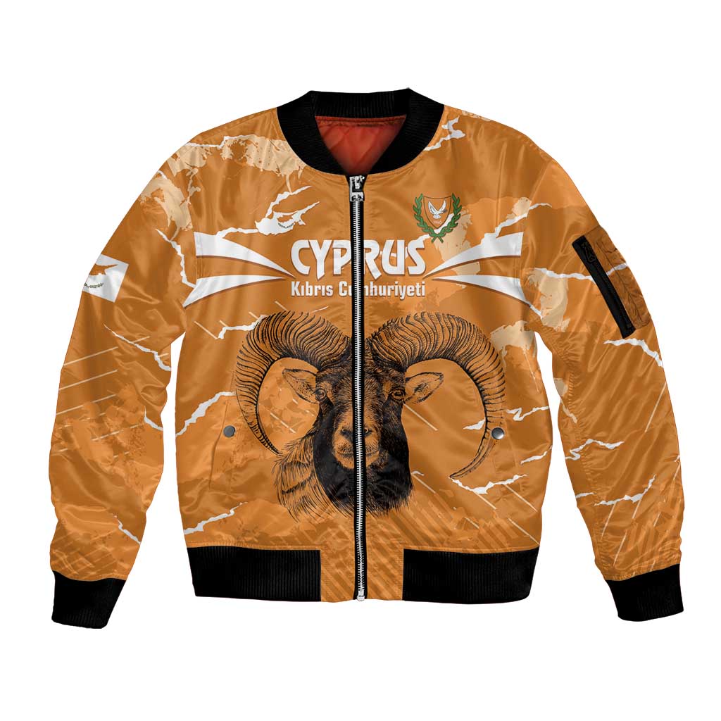 Persionalized Cyprus Independence Day Sleeve Zip Bomber Jacket Kbrs Cumhuriyeti Grunge Vibes - Wonder Print Shop