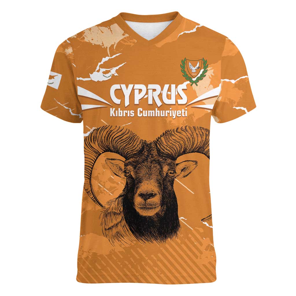 Persionalized Cyprus Independence Day Women V-Neck T-Shirt Kbrs Cumhuriyeti Grunge Vibes - Wonder Print Shop