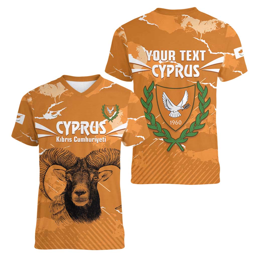 Persionalized Cyprus Independence Day Women V-Neck T-Shirt Kbrs Cumhuriyeti Grunge Vibes - Wonder Print Shop