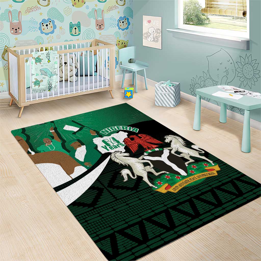 Nigeria Independence Day Area Rug Happy 64 Years Of Anniversary African Pattern - Wonder Print Shop