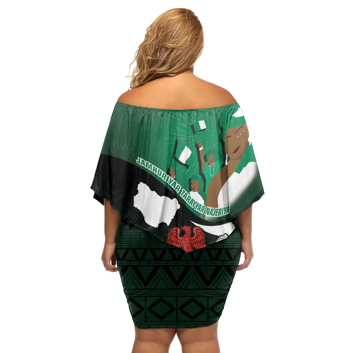 Nigeria Independence Day Family Matching Off Shoulder Short Dress and Hawaiian Shirt Happy 64 Years Of Anniversary African Pattern - Wonder Print Shop