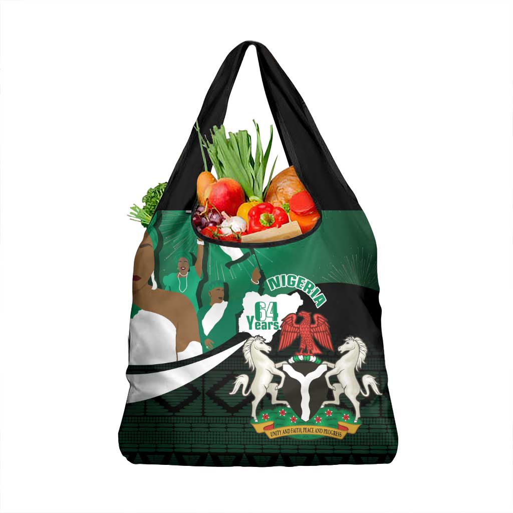 Nigeria Independence Day Grocery Bag Happy 64 Years Of Anniversary African Pattern
