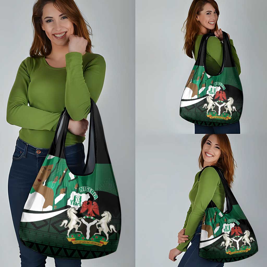 Nigeria Independence Day Grocery Bag Happy 64 Years Of Anniversary African Pattern