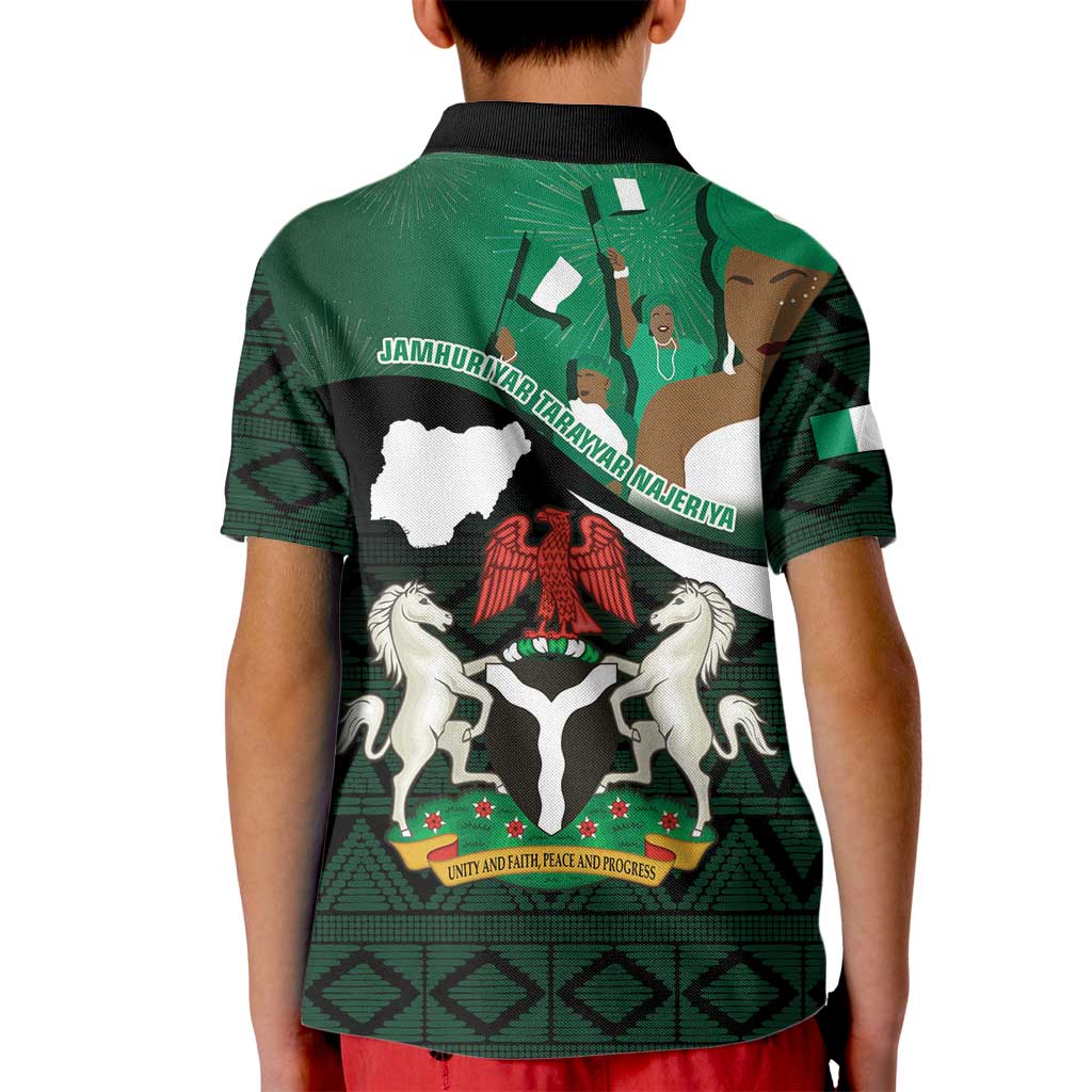Nigeria Independence Day Kid Polo Shirt Happy 64 Years Of Anniversary African Pattern - Wonder Print Shop