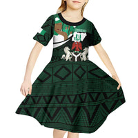 Nigeria Independence Day Kid Short Sleeve Dress Happy 64 Years Of Anniversary African Pattern - Wonder Print Shop