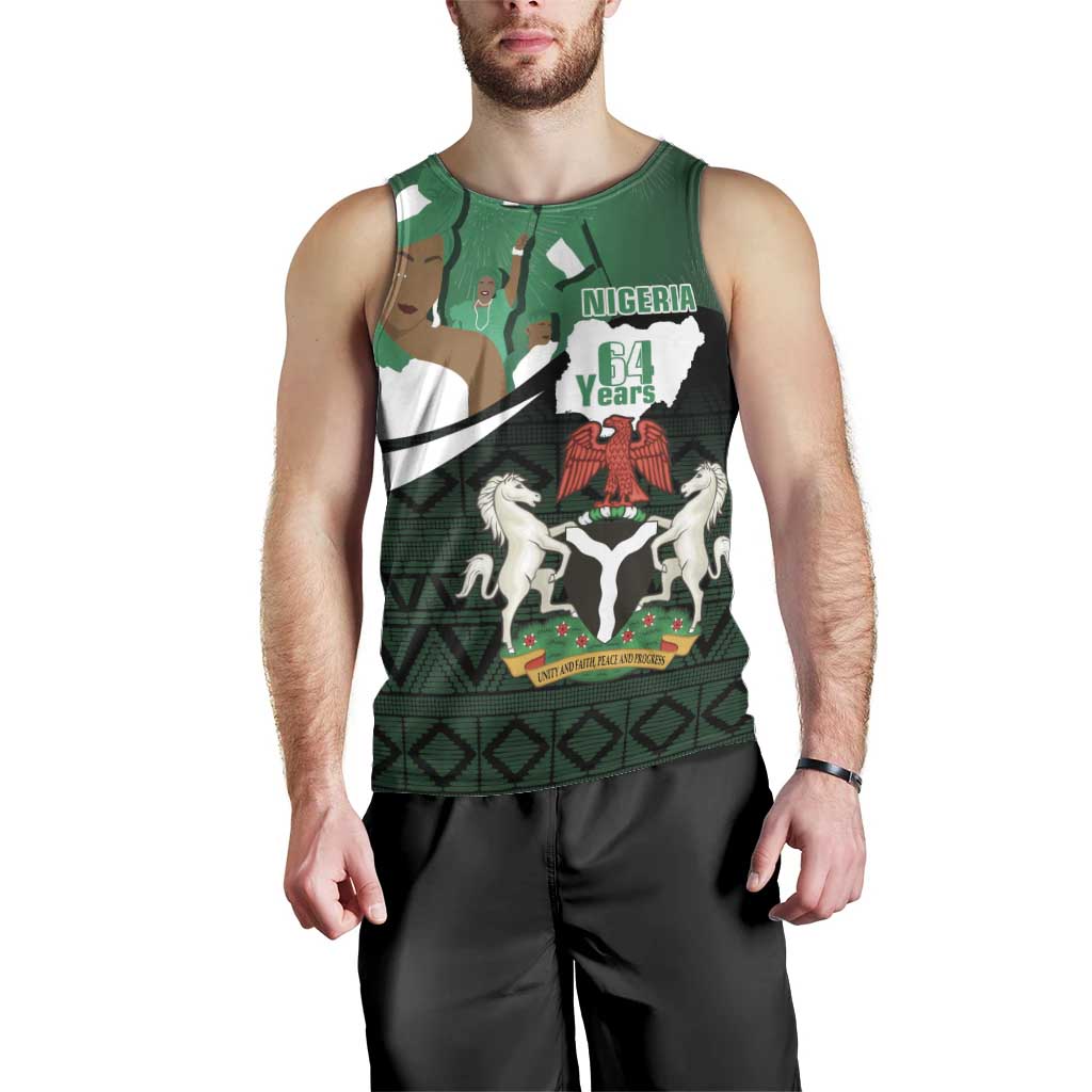 Nigeria Independence Day Men Tank Top Happy 64 Years Of Anniversary African Pattern - Wonder Print Shop