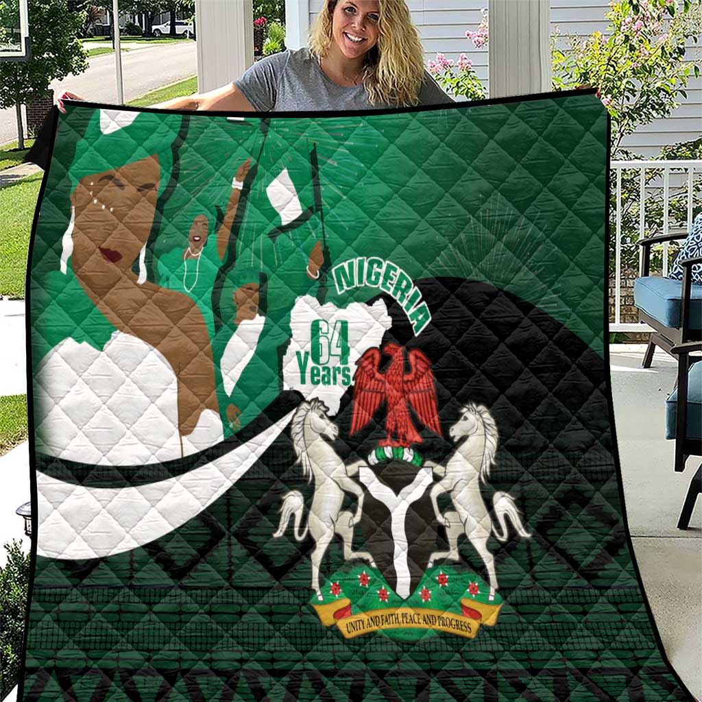Nigeria Independence Day Quilt Happy 64 Years Of Anniversary African Pattern - Wonder Print Shop