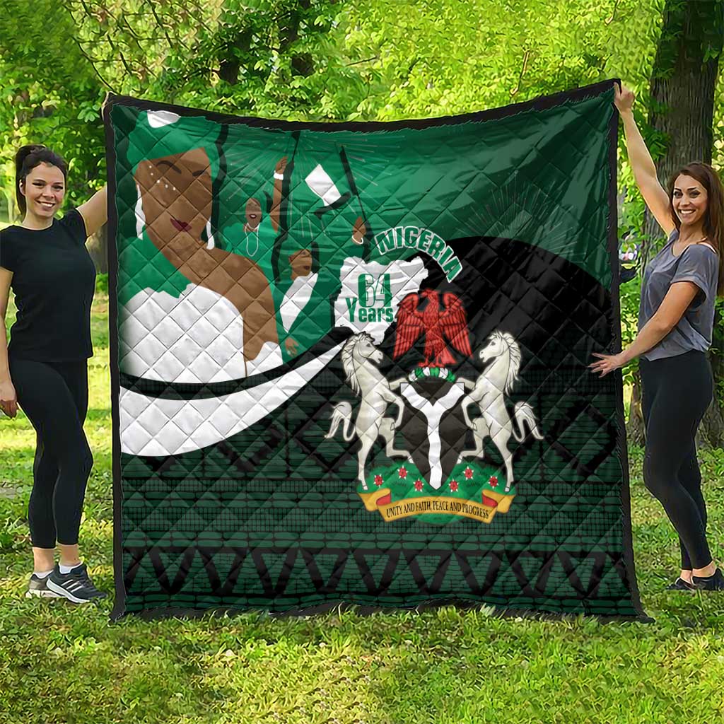 Nigeria Independence Day Quilt Happy 64 Years Of Anniversary African Pattern - Wonder Print Shop