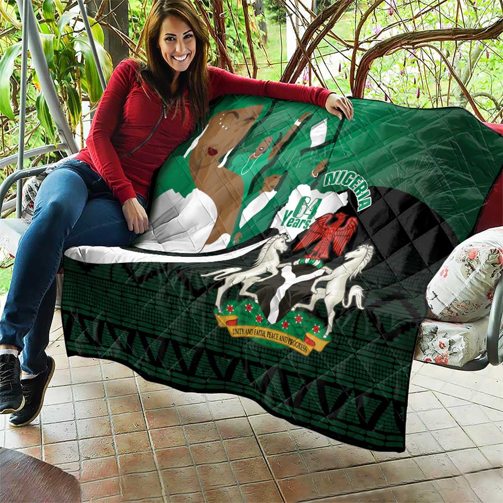 Nigeria Independence Day Quilt Happy 64 Years Of Anniversary African Pattern - Wonder Print Shop
