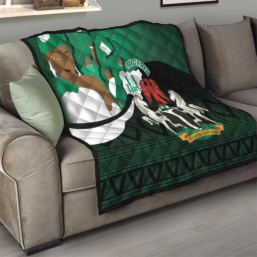 Nigeria Independence Day Quilt Happy 64 Years Of Anniversary African Pattern - Wonder Print Shop