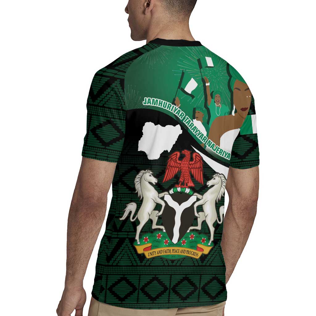 Nigeria Independence Day Rugby Jersey Happy 64 Years Of Anniversary African Pattern - Wonder Print Shop